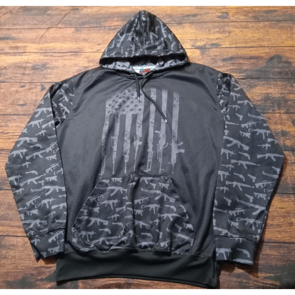 Greater Half Long Sleeve Pullover AOP Hoodie Men's XL Black